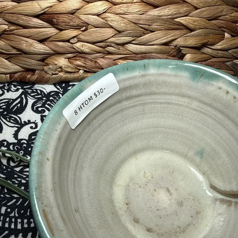 NEW Hand Made Coffee Mug Cup Artist Signed Blue Green Cream Stoneware Mug Cup